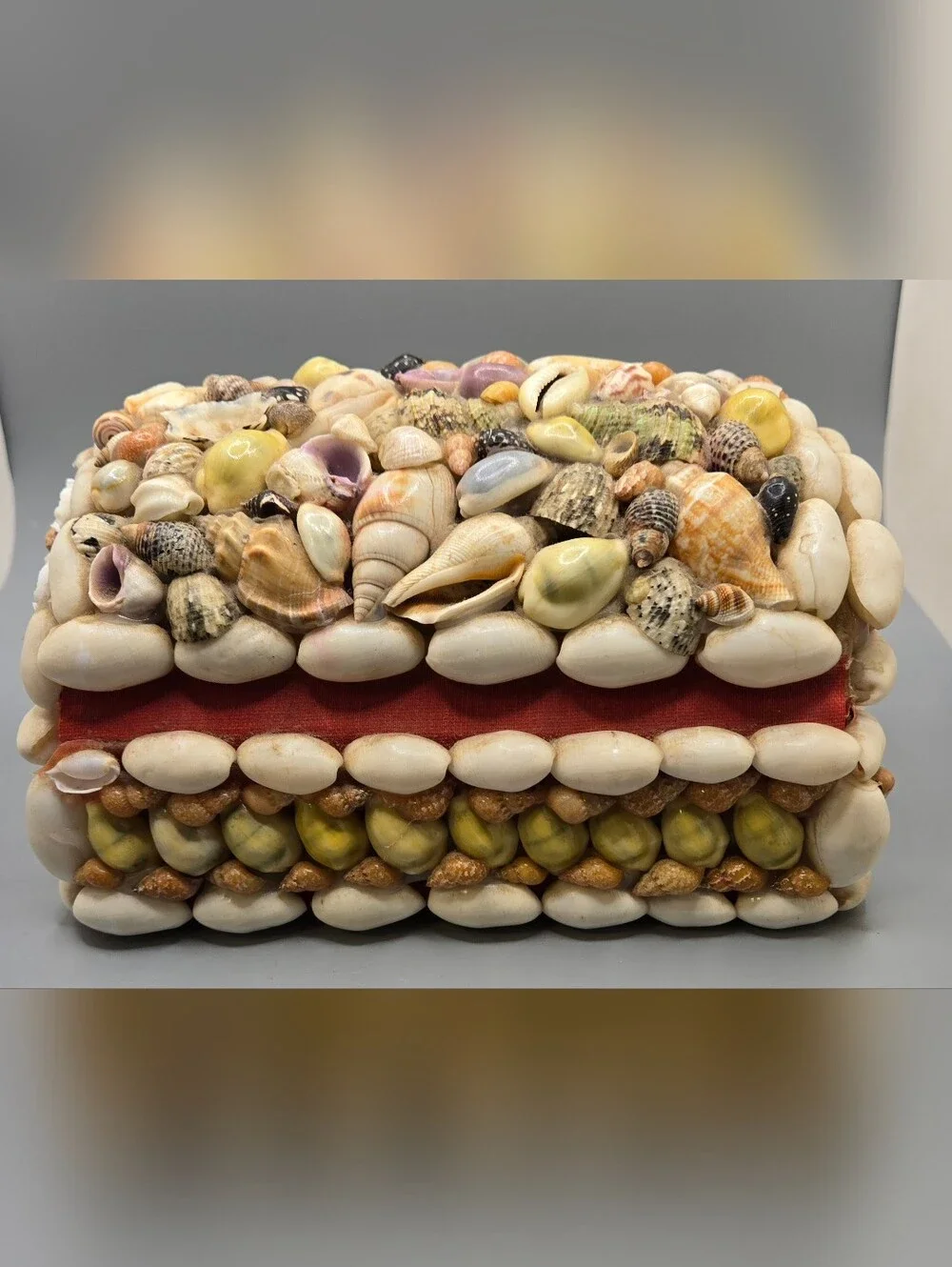 Handmade Seashell Jewelry Box Organizer Circa 1950s Kitsch